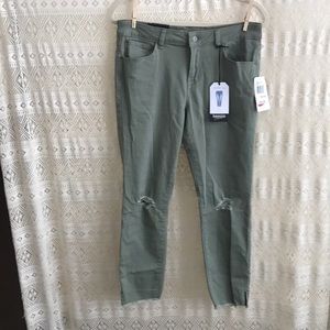 Never worn Olive Green distressed skinny jeans